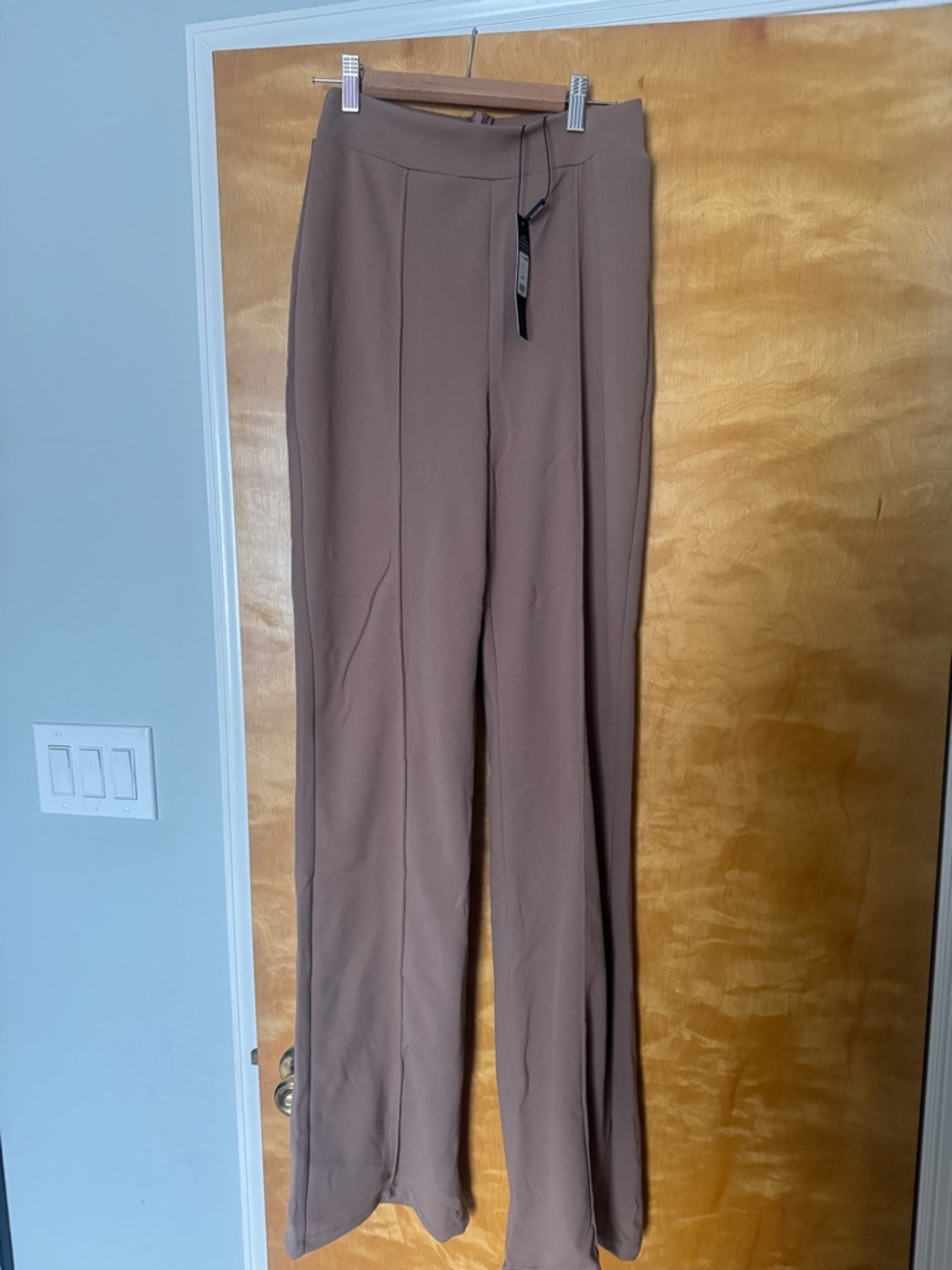 Fashion Nova Straight-Leg Pants in Taupe